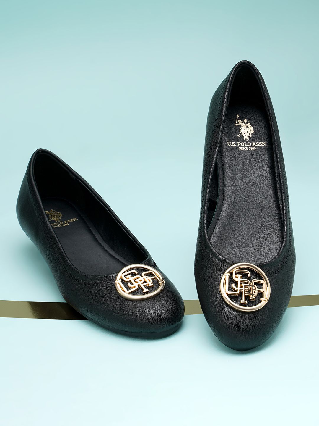 U.S. Polo Assn. Women Black Ballerinas Flats