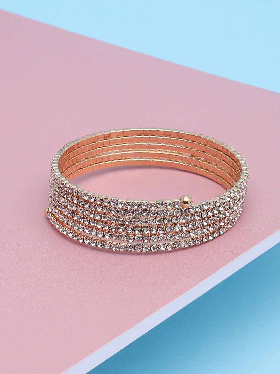 SOHI Women Gold-Plated & White Wraparound Bracelet
