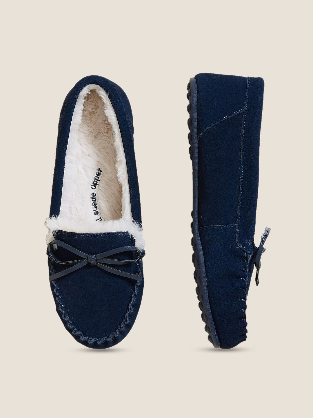 Marks & Spencer Women Navy Blue Solid Suede Sneakers Price in India