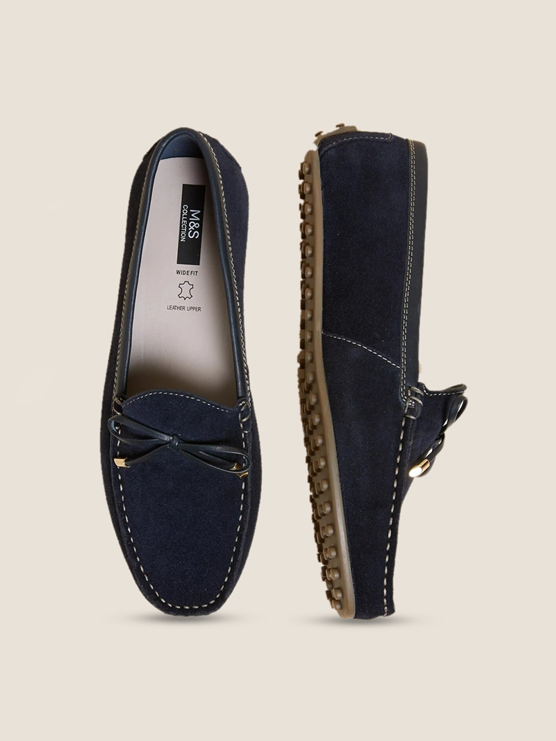 Marks & Spencer Women Navy Blue Solid Slip-On Driving Shoes Price in India