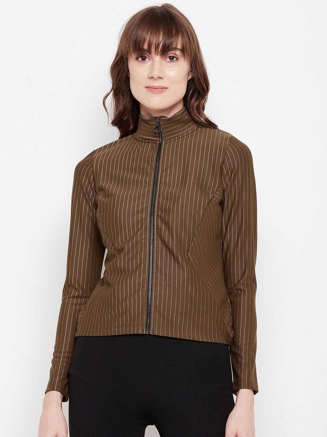 Madame Brown Striped Top Price in India