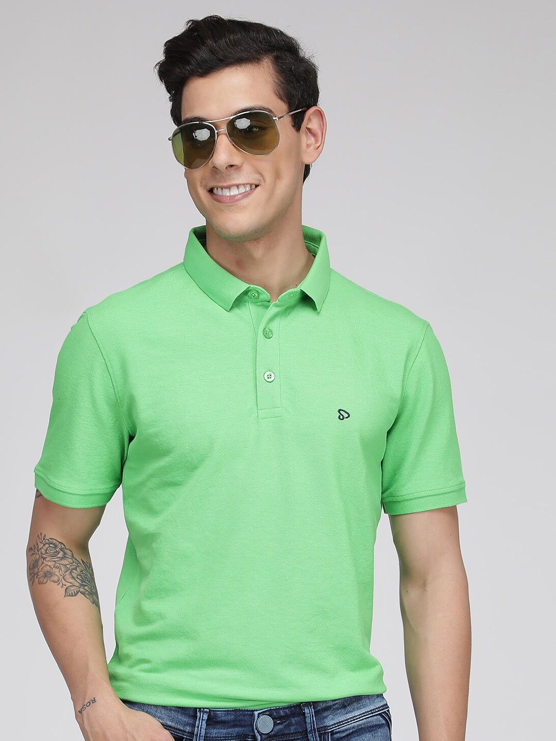 SPORTO Men Green Polo Collar T-shirt