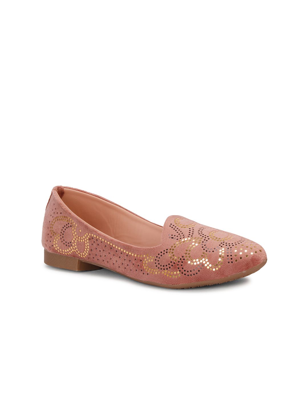 XE Looks Women Pink Embellished Ballerinas with Laser Cuts