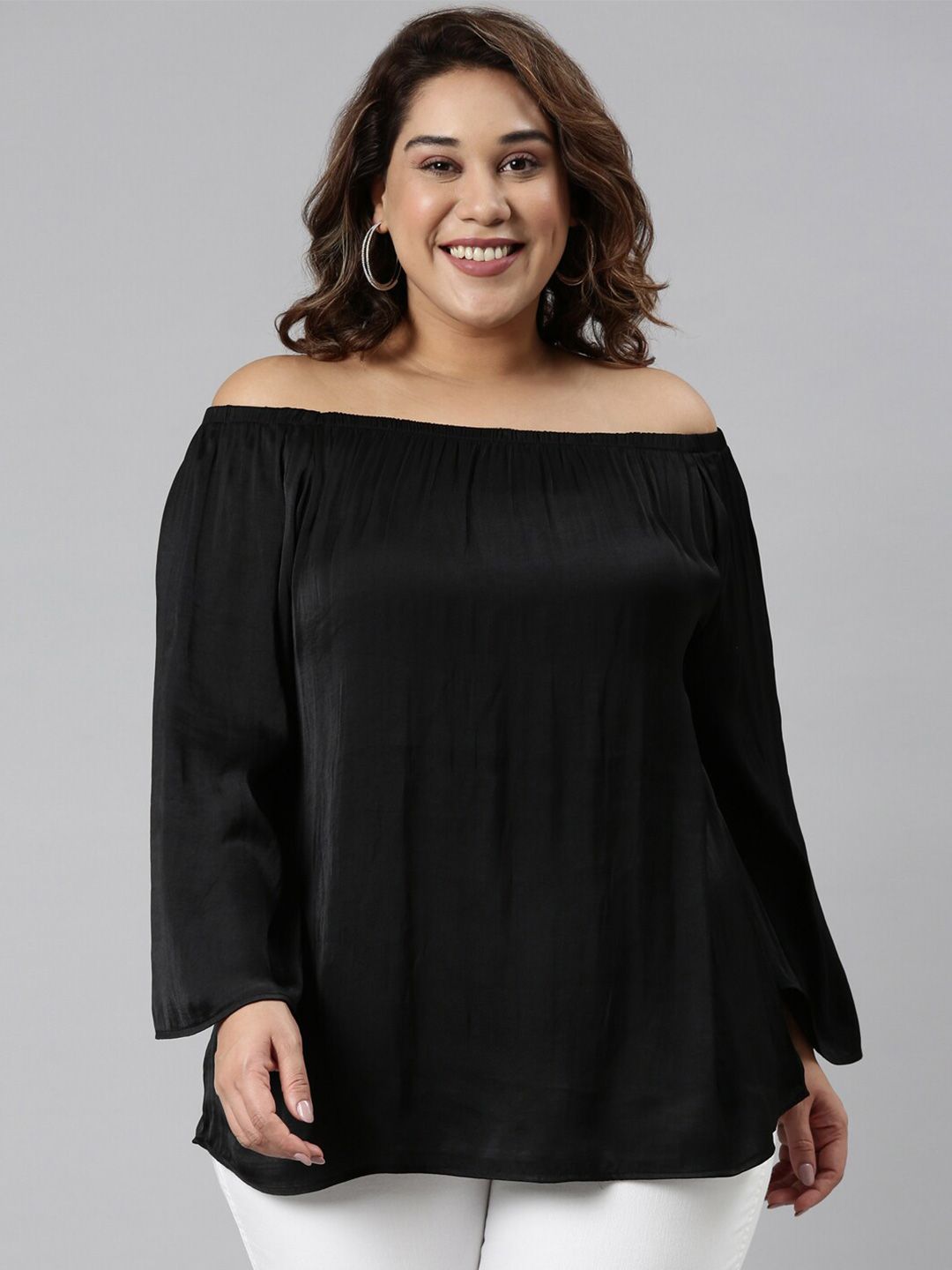 Plus size best sale black bardot top