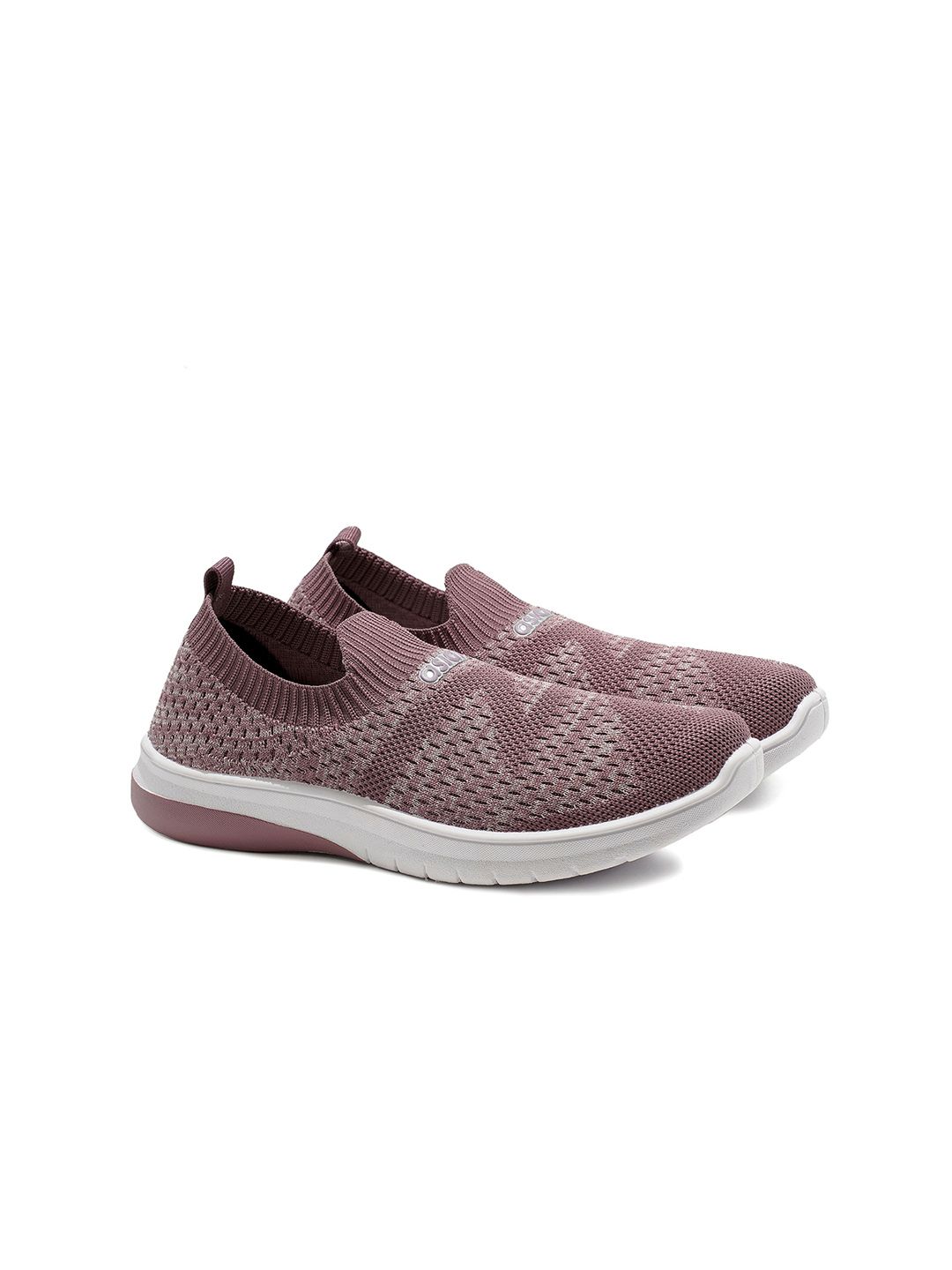 ASIAN Women Mauve Woven Design Slip-On Sneakers Price in India