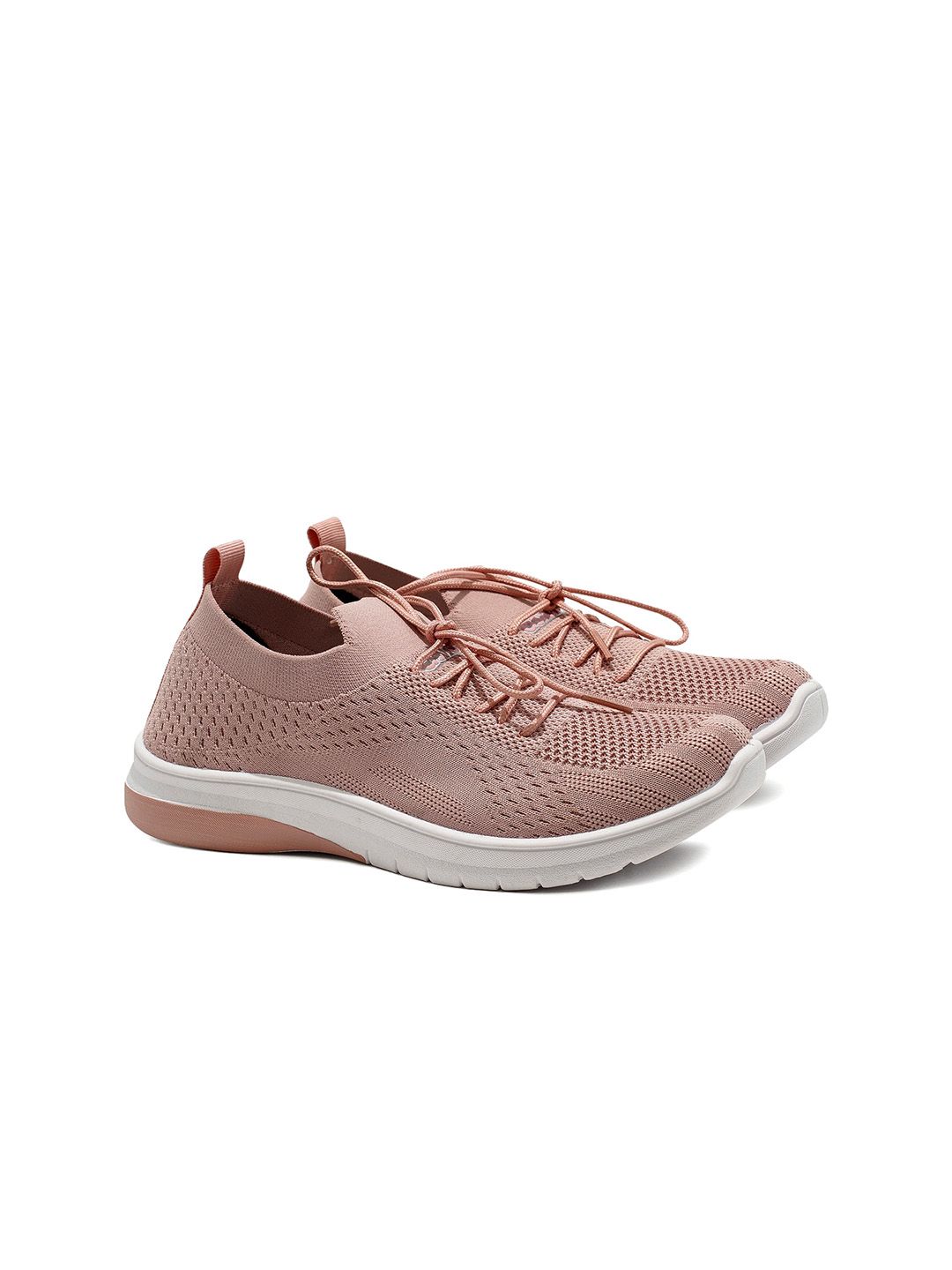 ASIAN Women Peach-Coloured Woven Design Sneakers Price in India