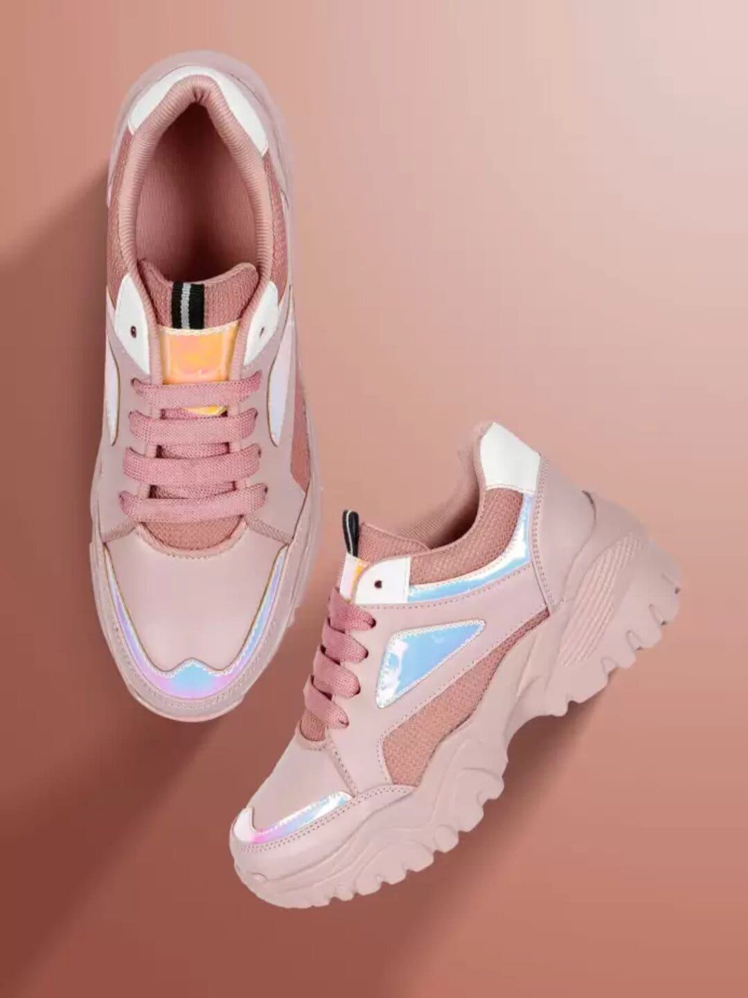 HASTEN Women Pink Colourblocked Sneakers Price in India