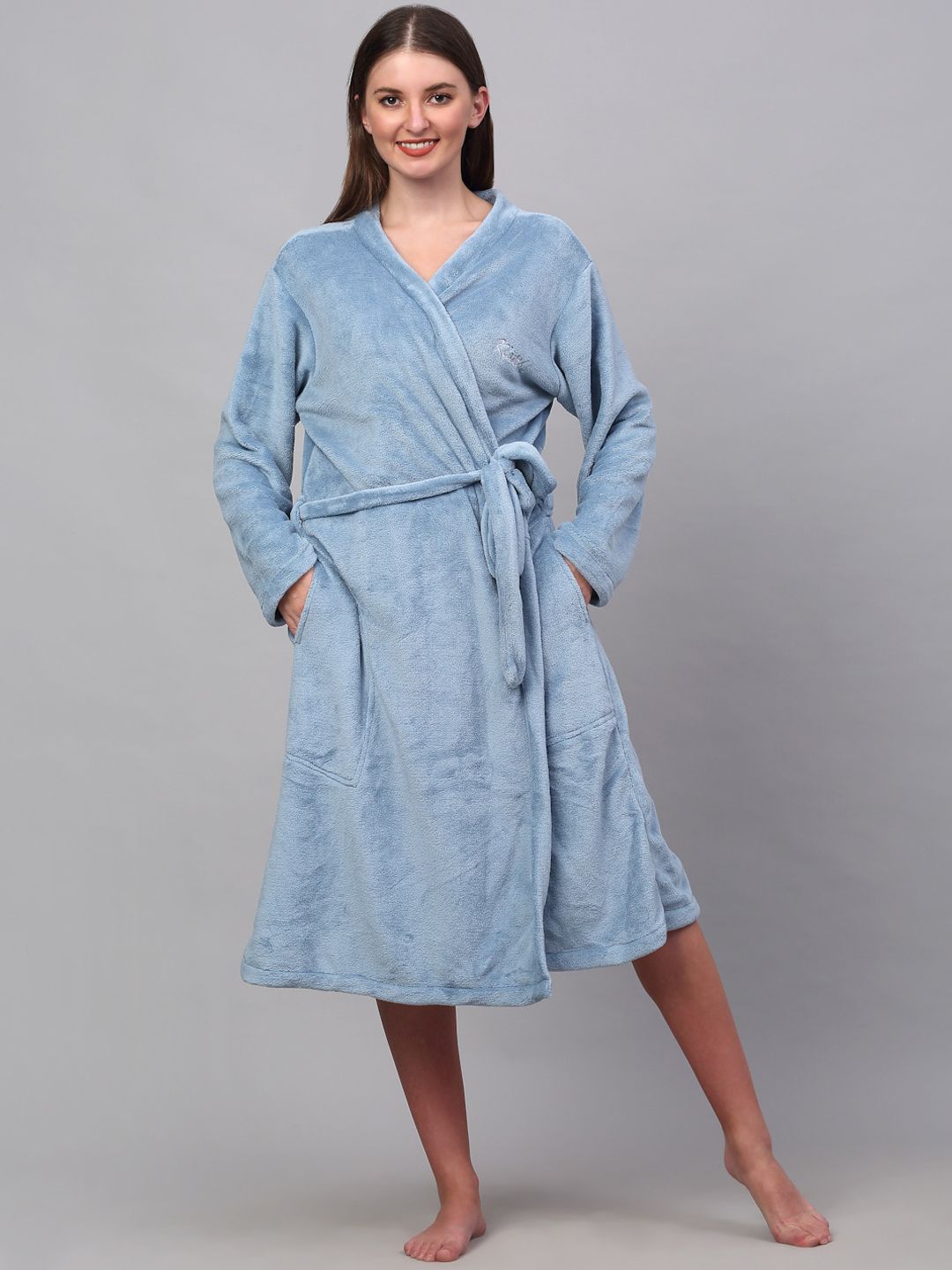 KLOTTHE Women Woollen Bath Robe With Belt