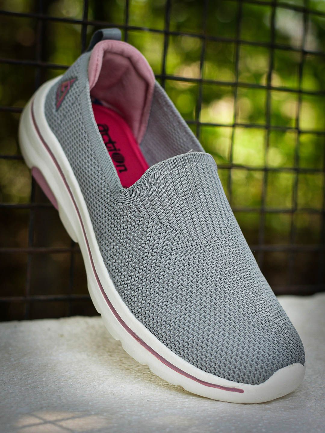 Action Women Grey Mesh Running Non-Marking Shoes Price in India