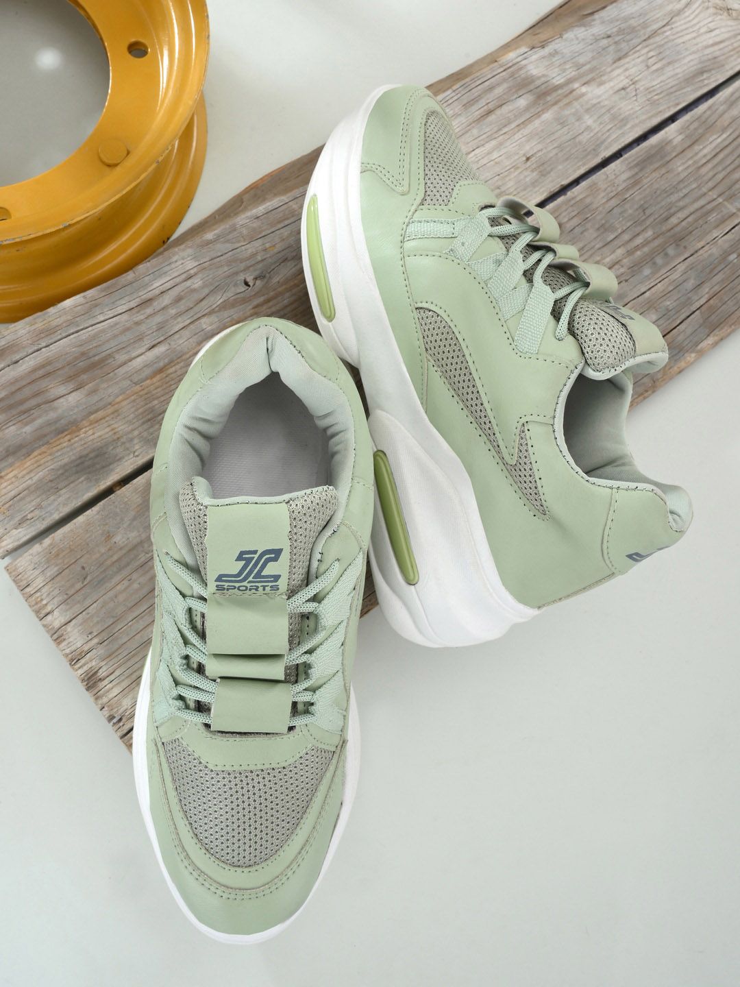 Layasa Women Green Colourblocked Sneakers