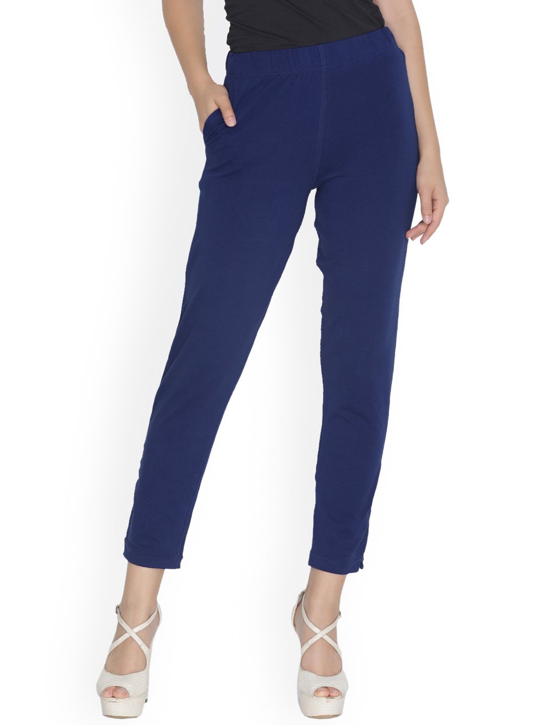 LYRA Women Blue Smart Solid Trouser Price in India