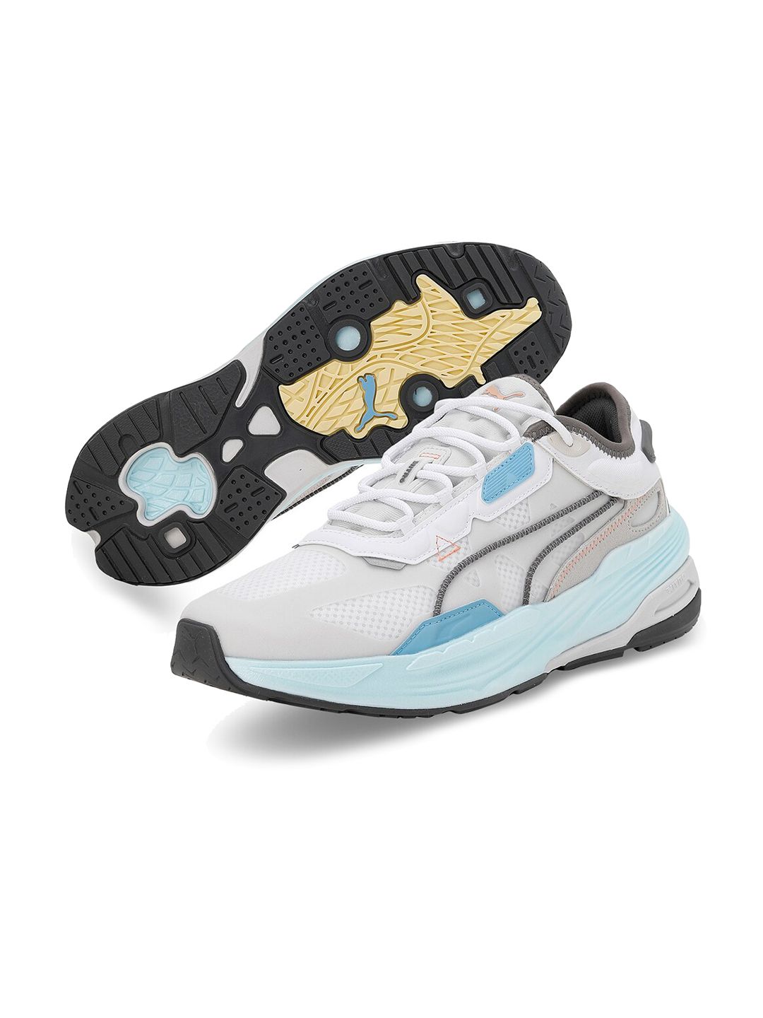 Puma White Colourblocked Leather Sneakers Price in India