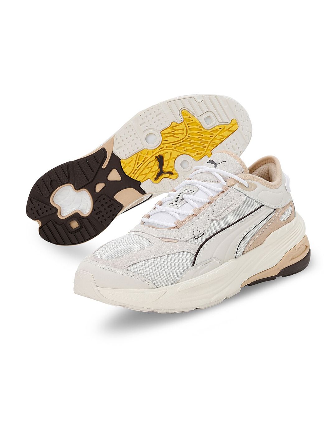 Puma Beige Woven Design Leather Extent Nitro Heritage Sneakers Price in India