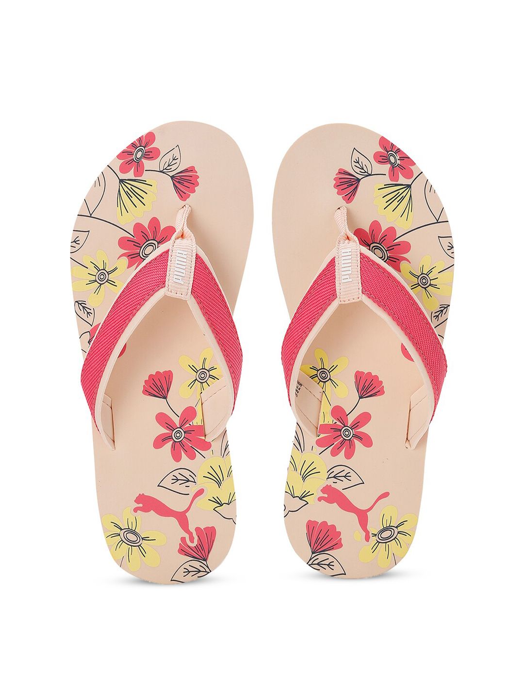 Puma Women Pink & Yellow Printed Sofi V4 Thong Flip-Flops