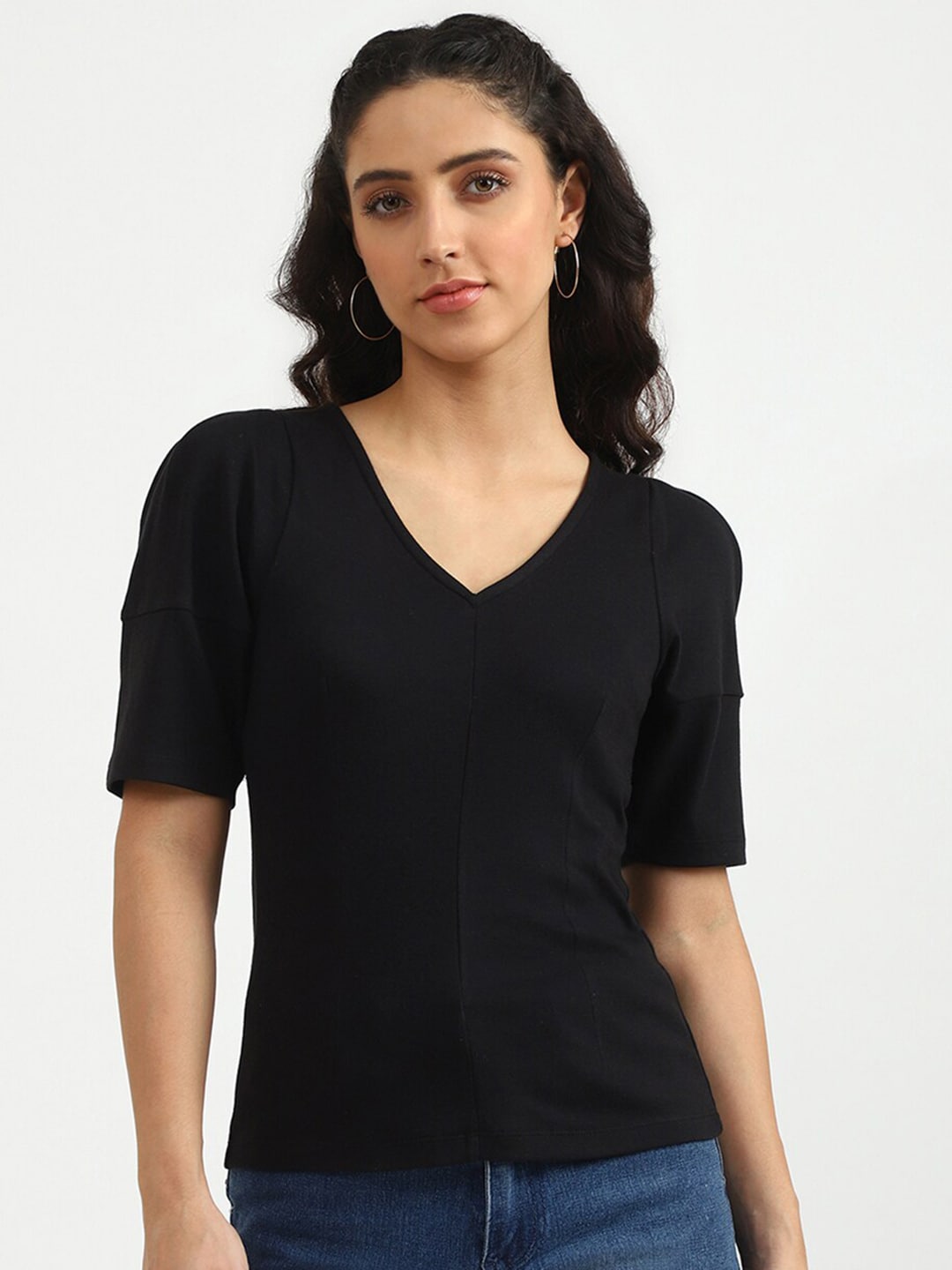 United Colors of Benetton Black Solid Top Price in India