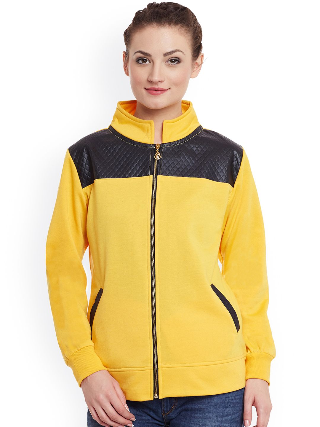 Belle Fille Women Yellow Solid Jacket Price in India