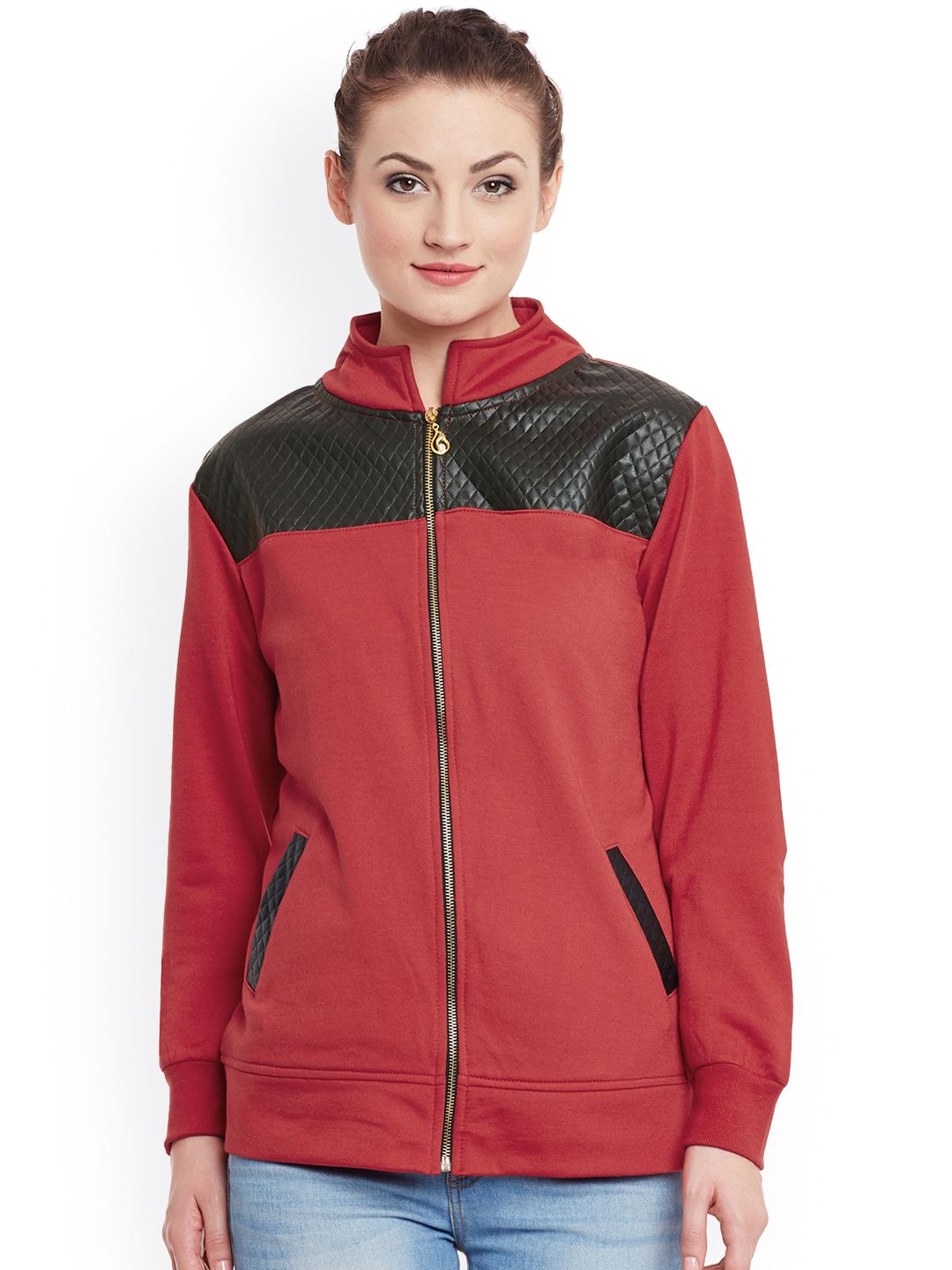 Belle Fille Women Red Solid Jacket Price in India