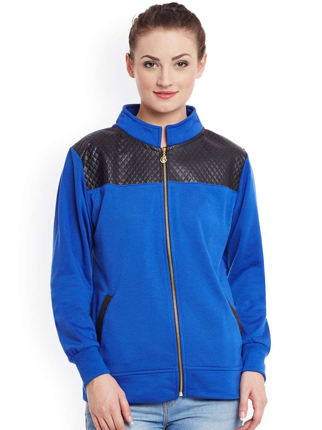 Belle Fille Women Blue Solid Jacket Price in India