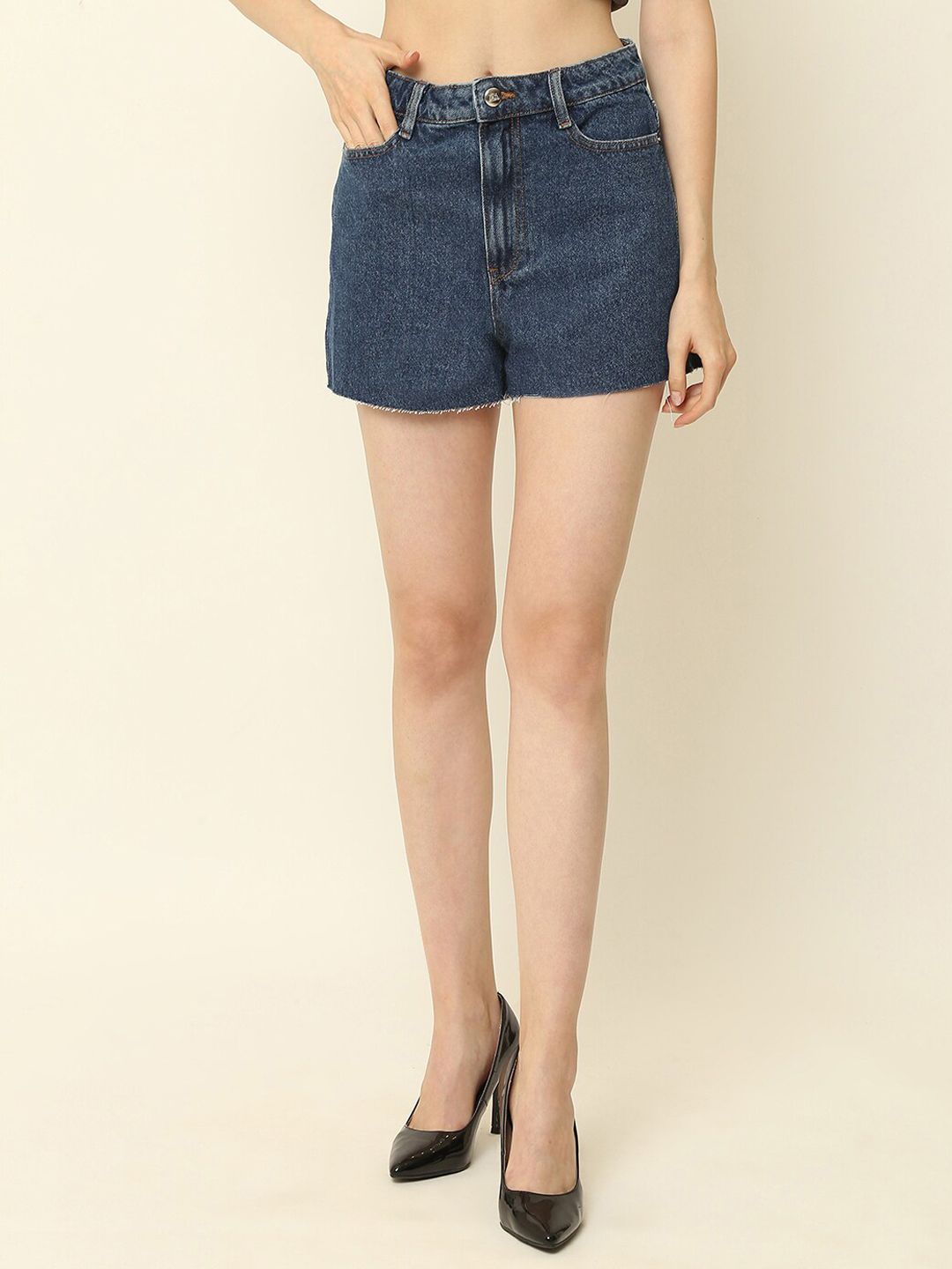 NoBarr Women Blue Denim Shorts Price in India