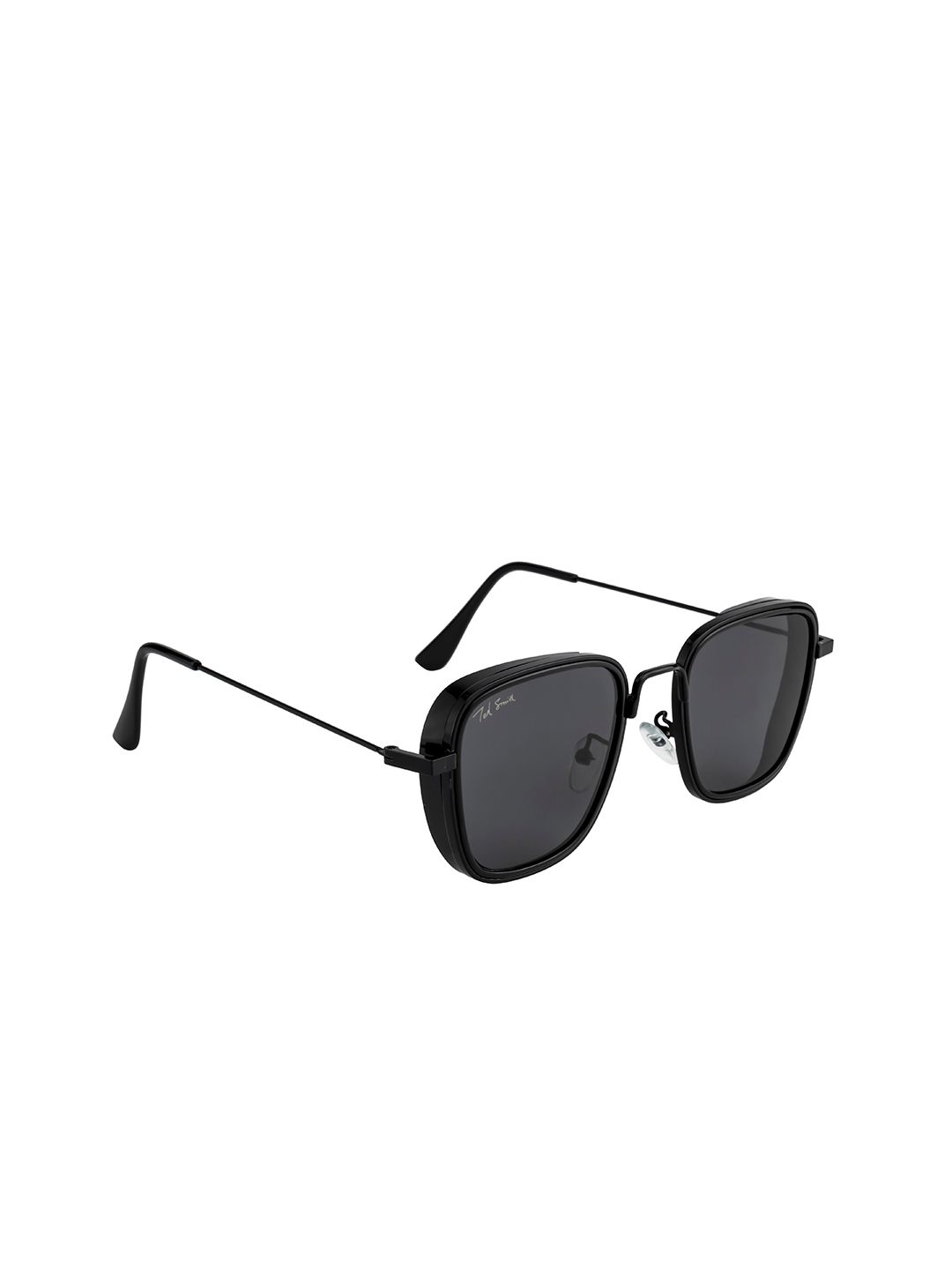 Ted Smith Unisex Grey Lens & Black Square Sunglasses with UV Protected Lens TS-MOKSHA_C4