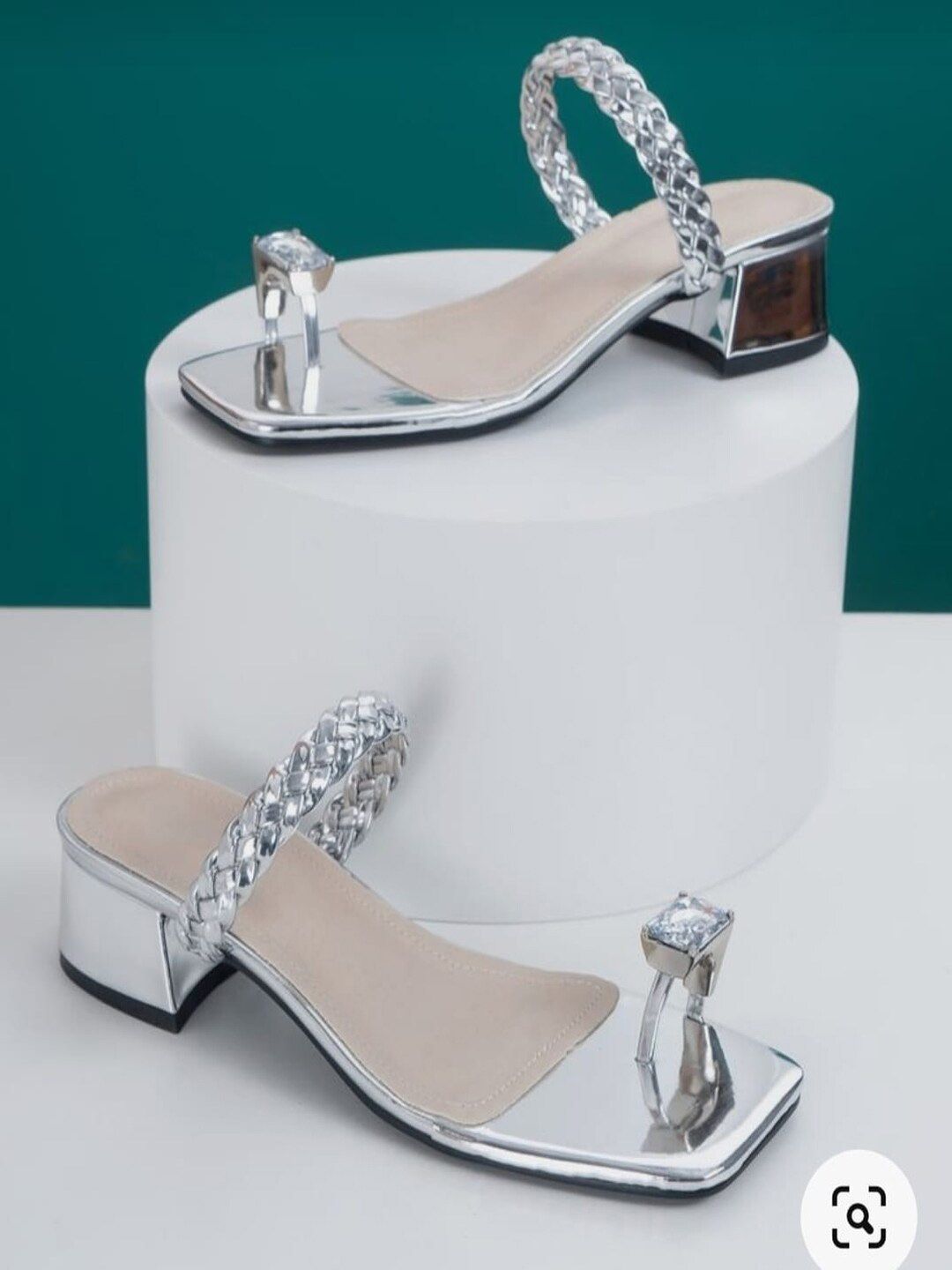 Shoetopia Silver-Toned Textured Party Block Block