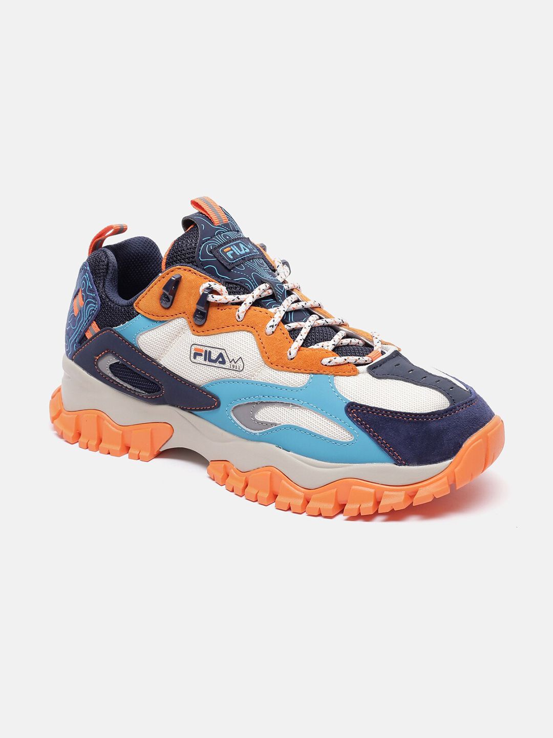 Buy FILA Men Off White & Orange Running Non-Marking Ray  display picture 2