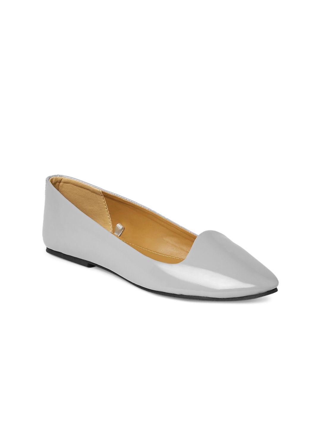 People Women Grey Solid Ballerinas Flats