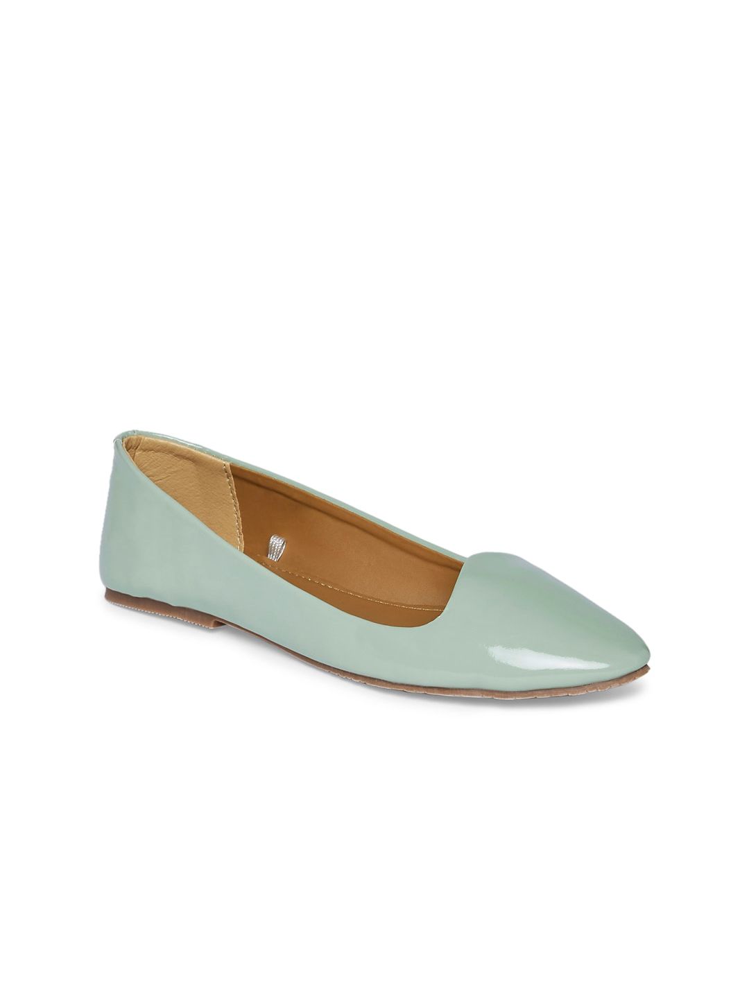 People Women Sea Green Solid Ballerinas Flats