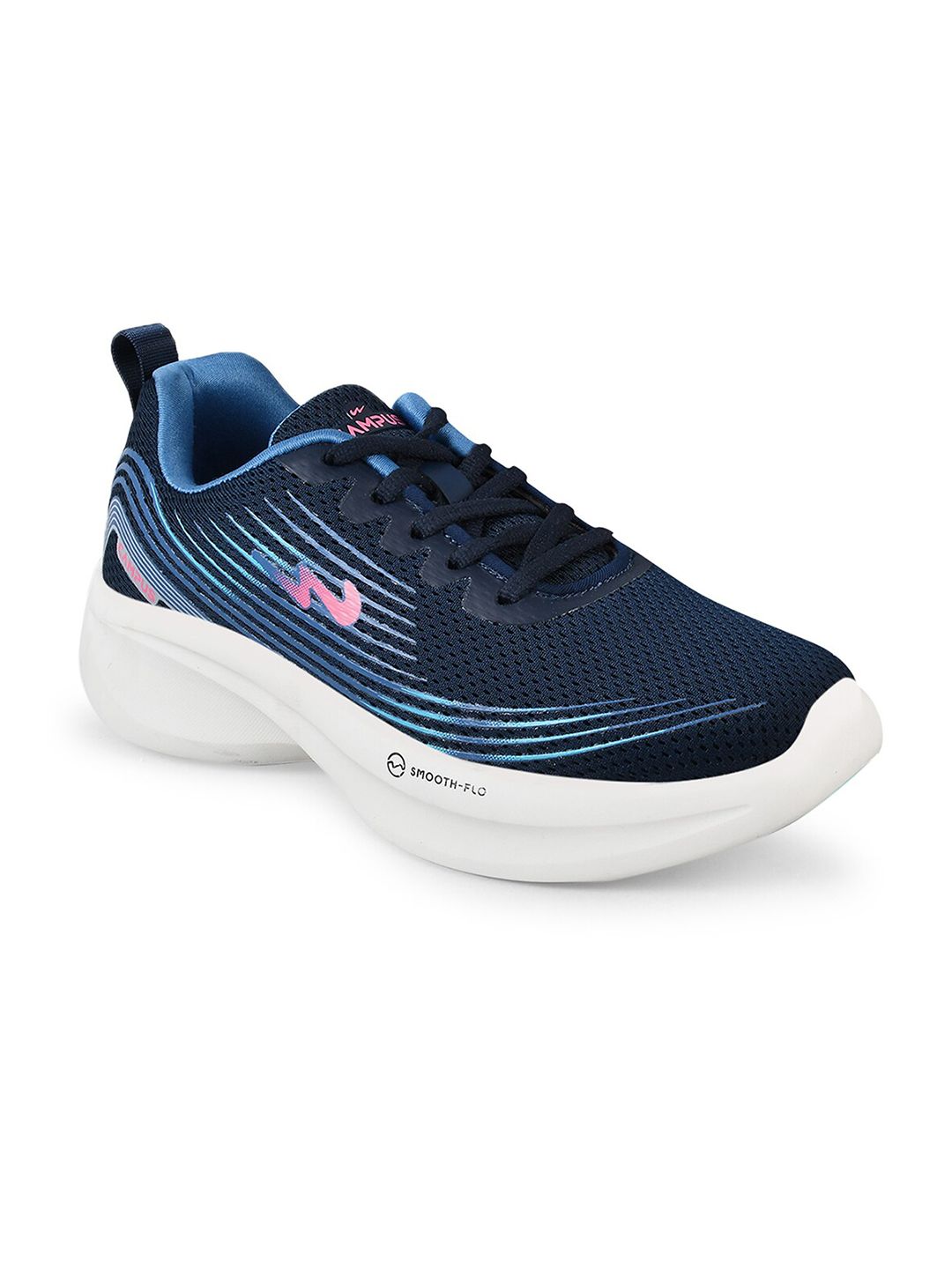 Campus Women Navy Blue & White Printed Mesh Running Shoes Price in India