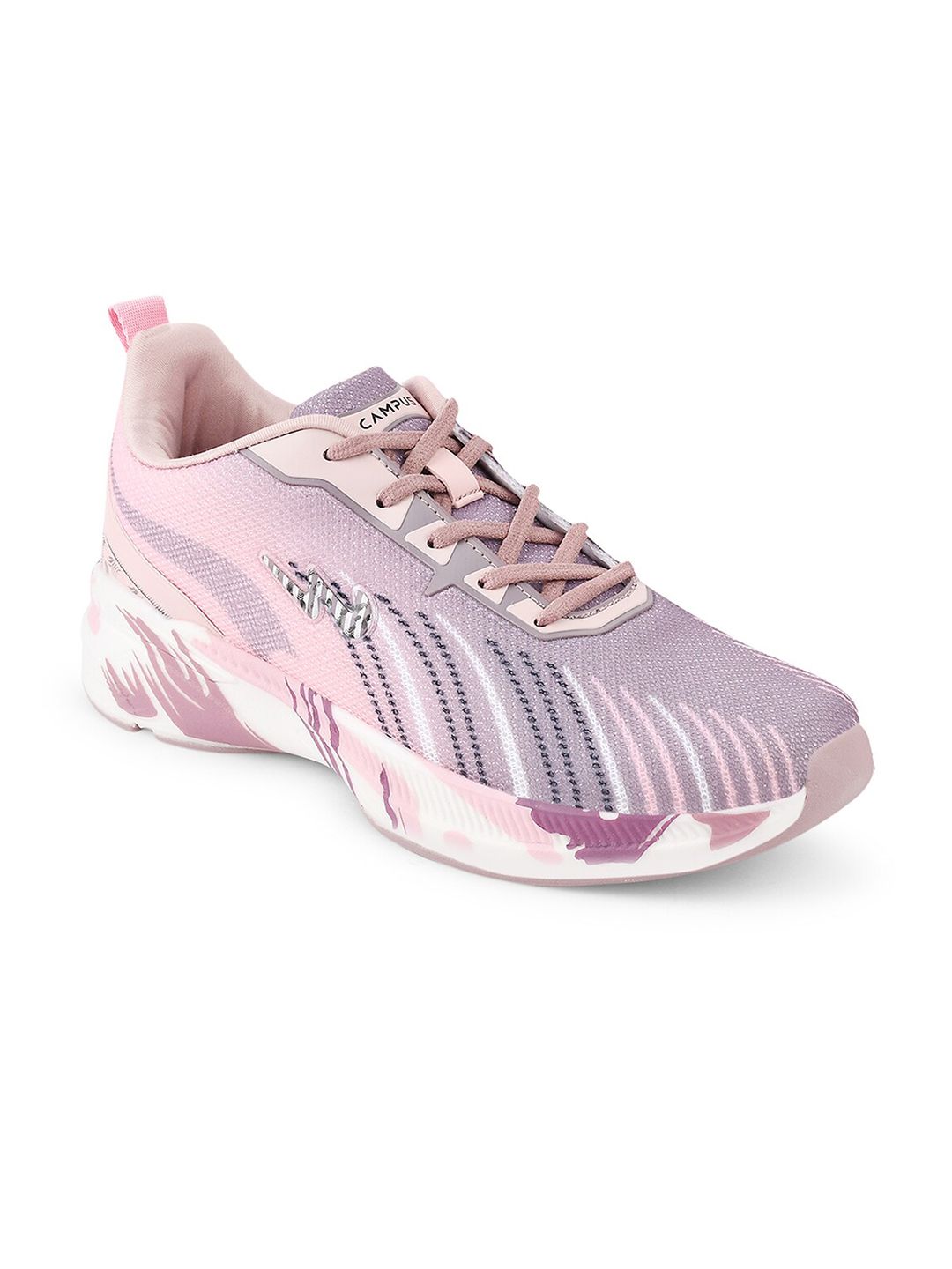Campus Women Mauve & Peach Printed Mesh Running Shoes Price in India