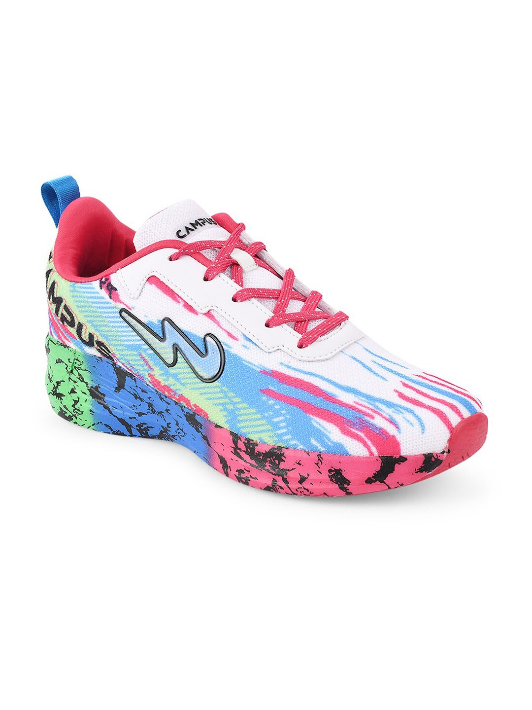 Campus Women White & Pink Printed Mesh Running Shoes Price in India