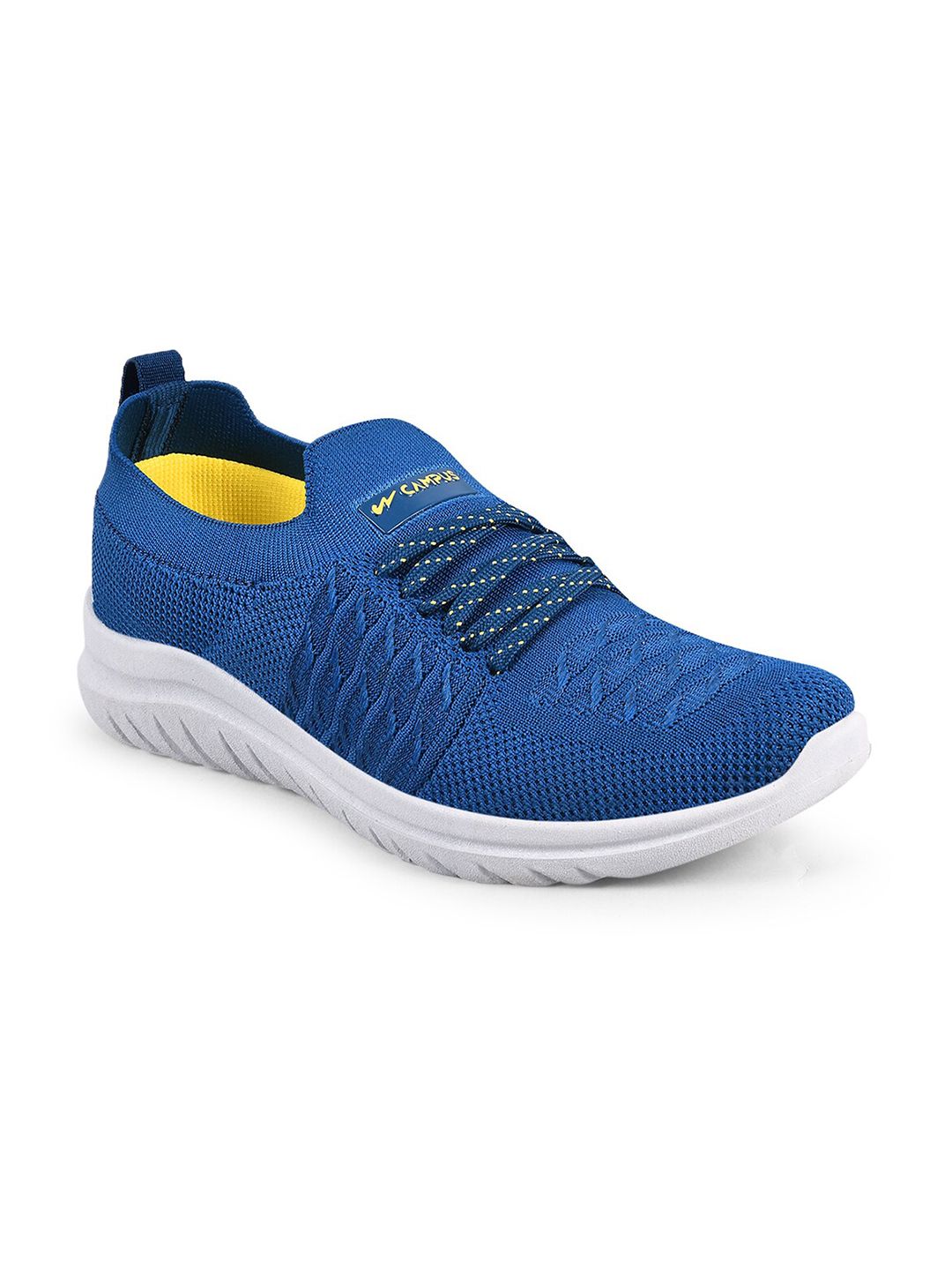 Campus Women Blue & Yellow Lace-Ups Mesh Running Shoes Price in India