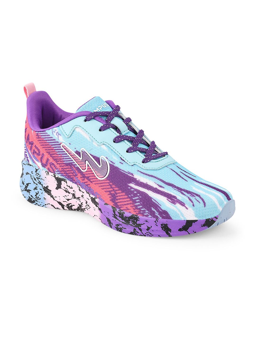 Campus Women Blue & Purple Printed Mesh Running Shoes Price in India