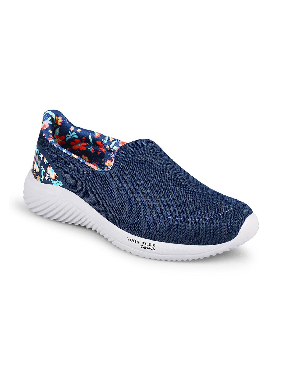 Campus Women Navy Blue Floral Printed Slip-On Mesh Running Shoes Price in India