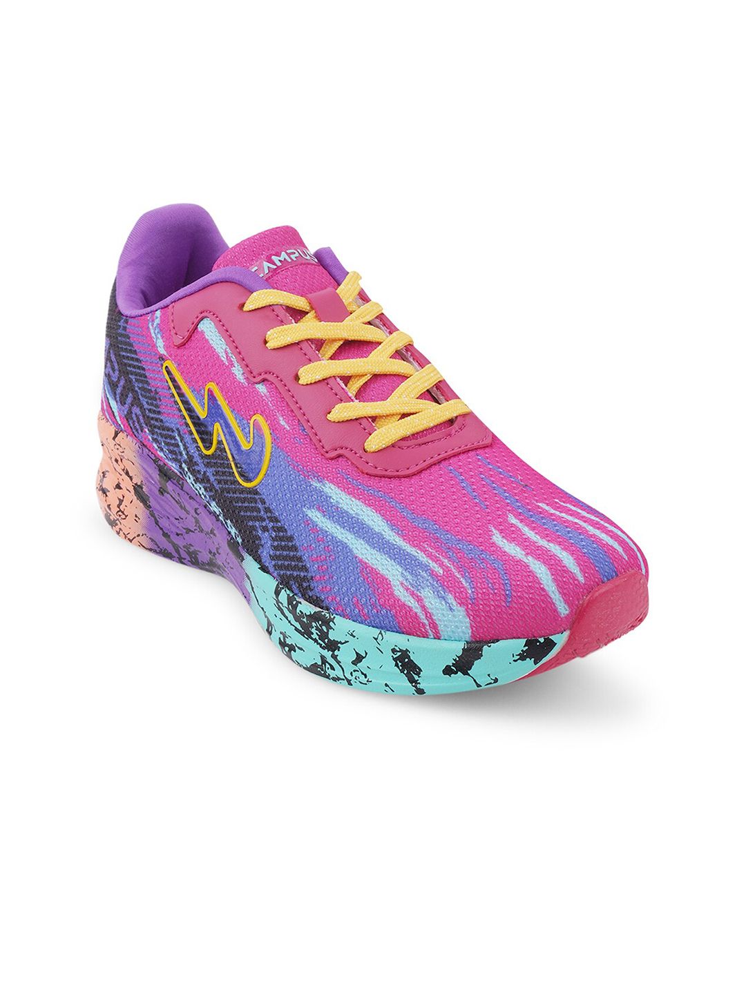 Campus Women Pink & Blue Printed Mesh Running Shoes Price in India