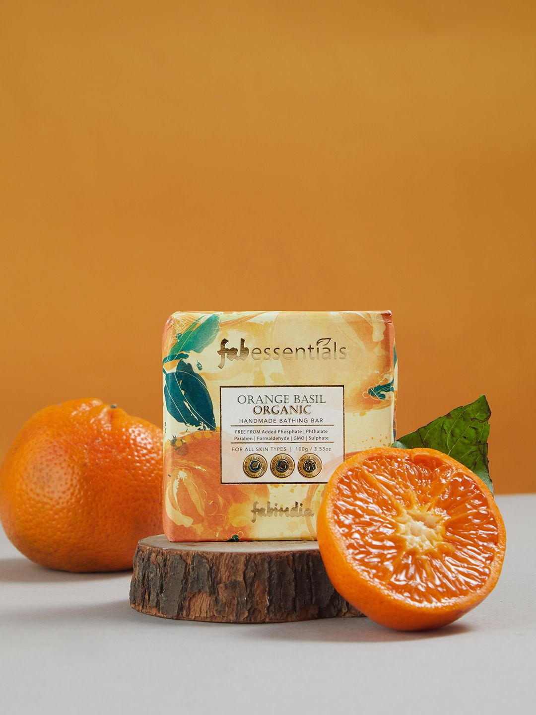 Fabindia Orange Basil Organic Handmade Bathing Bar 100gm