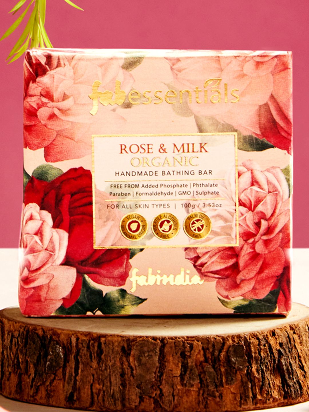 Fabindia Fabessentials Rose & Milk Organic Handmade Bathing Bar 100g