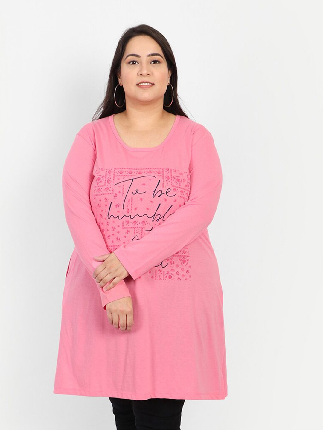 CUPID Pink Printed Longline Top Price in India