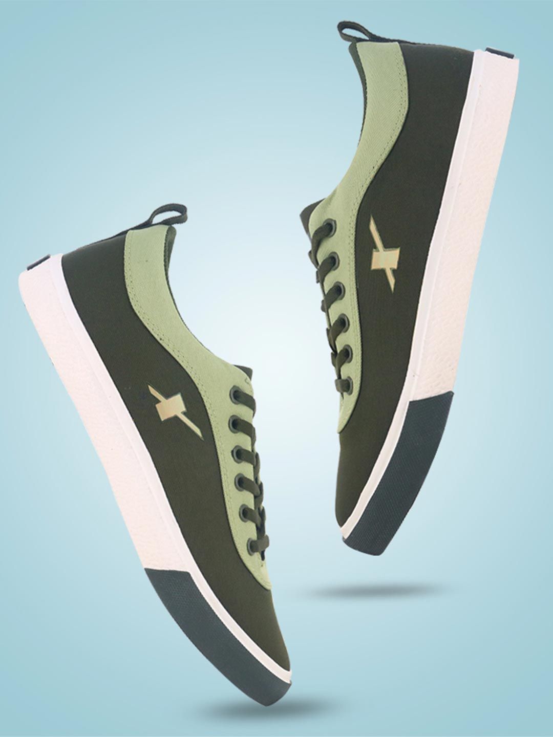 Sparx Men Light Green & Grey Textile Snaekers