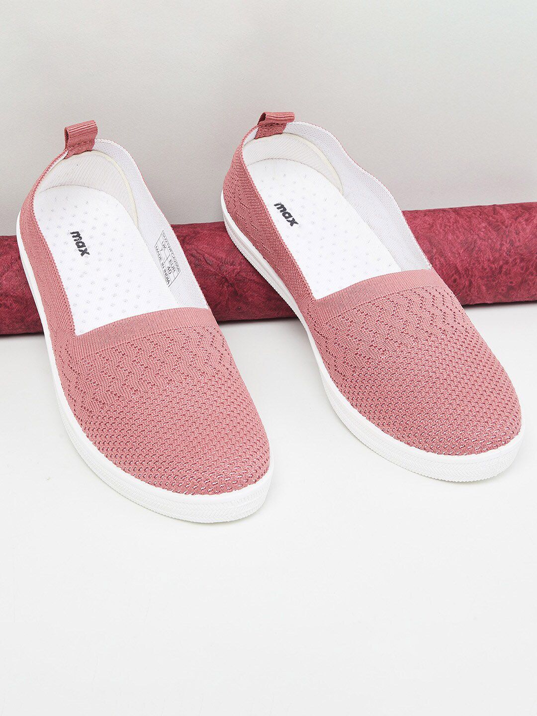 max Women Pink Woven Design Slip-On Sneakers Price in India