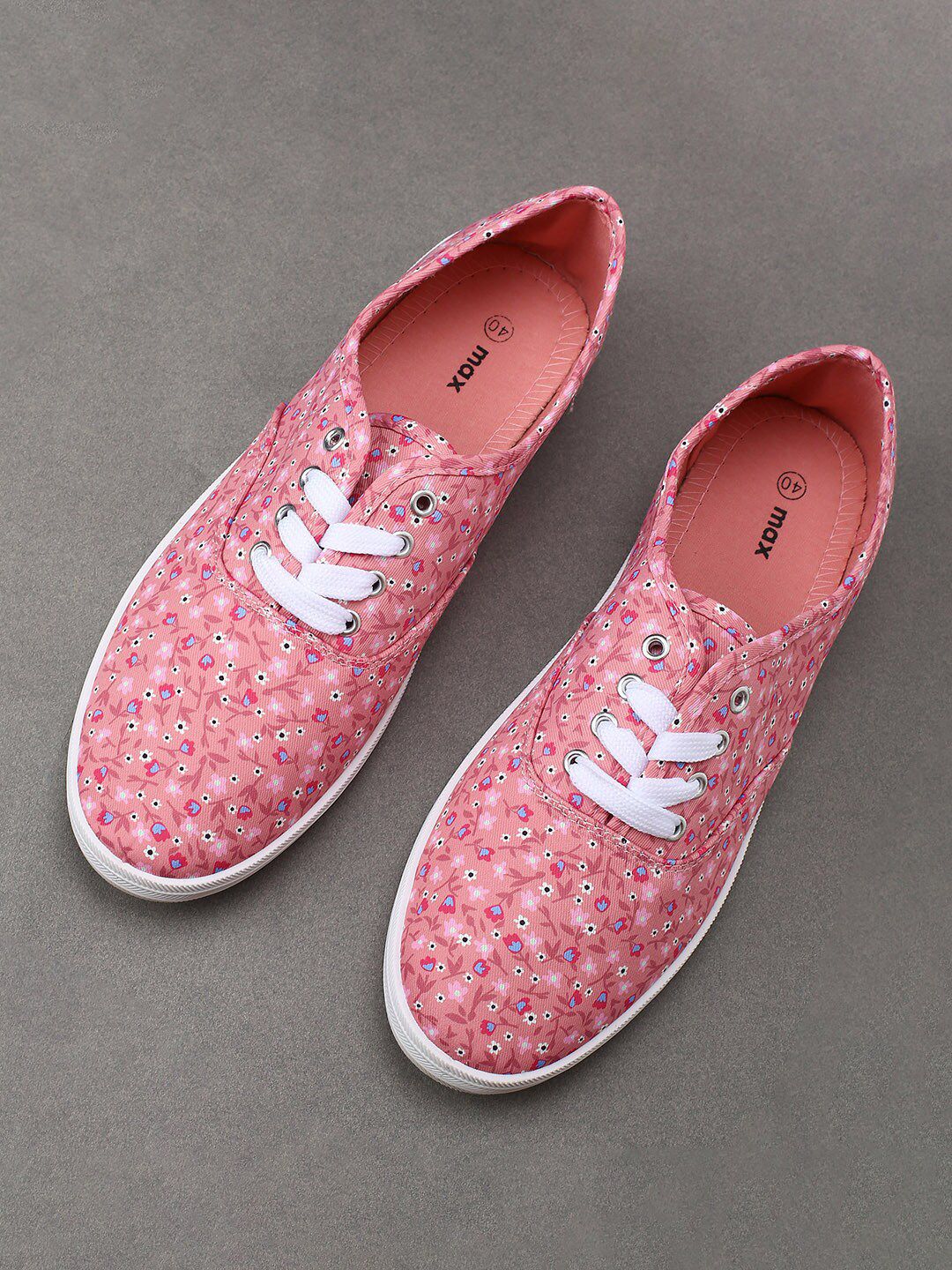 max Women Pink Printed PU Sneakers Price in India