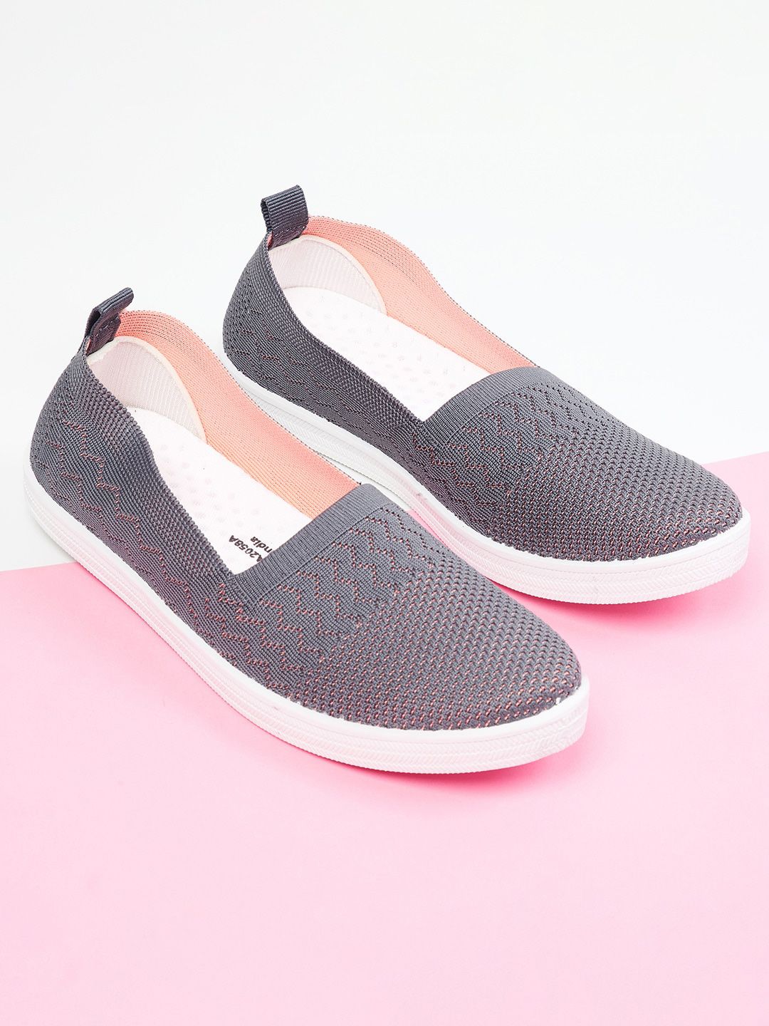 max Women Grey Woven Design Slip-On Sneakers Price in India