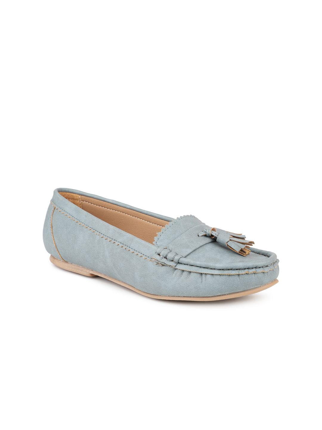 DESIGN CREW Women Blue Tassel Loafers Price in India