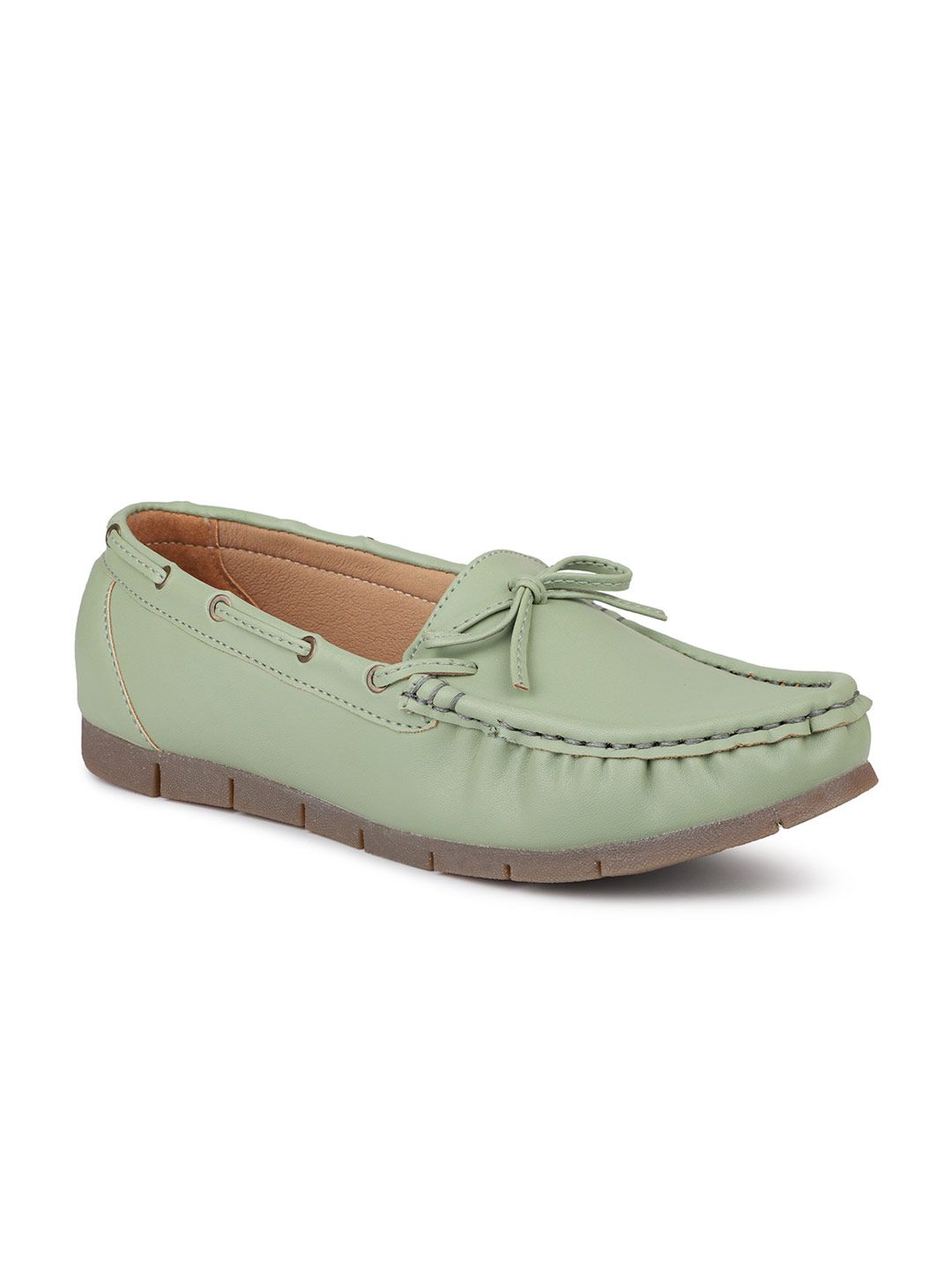 DESIGN CREW Women Green Bow Embellished Boat Shoes Price in India