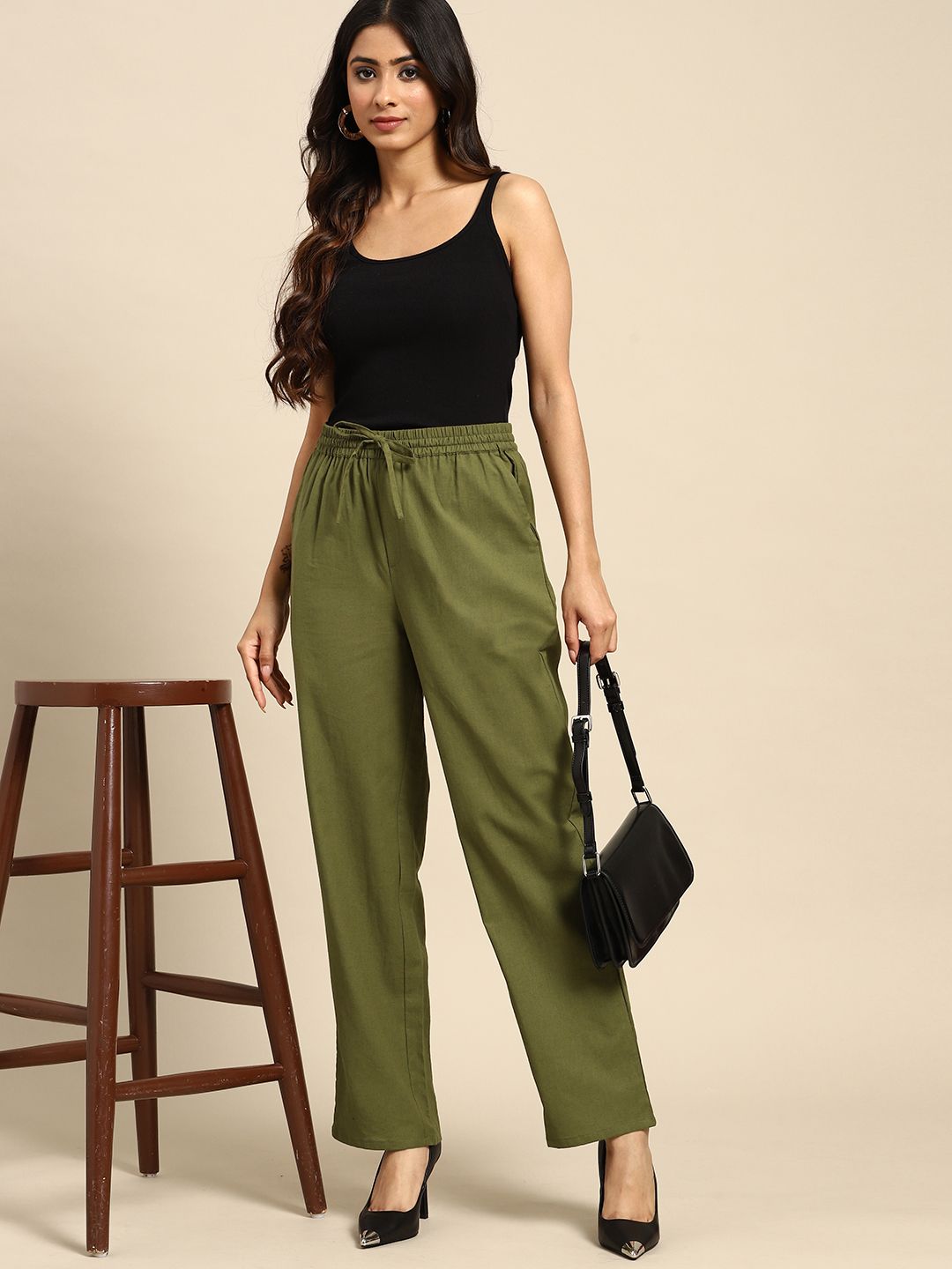 all about you Women Solid Trousers Price in India