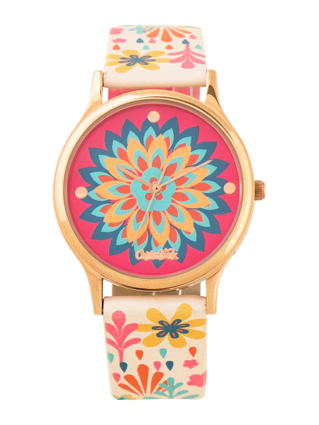 Chumbak Women Off-White & Pink Analogue Watch 8907605005916 Price in India