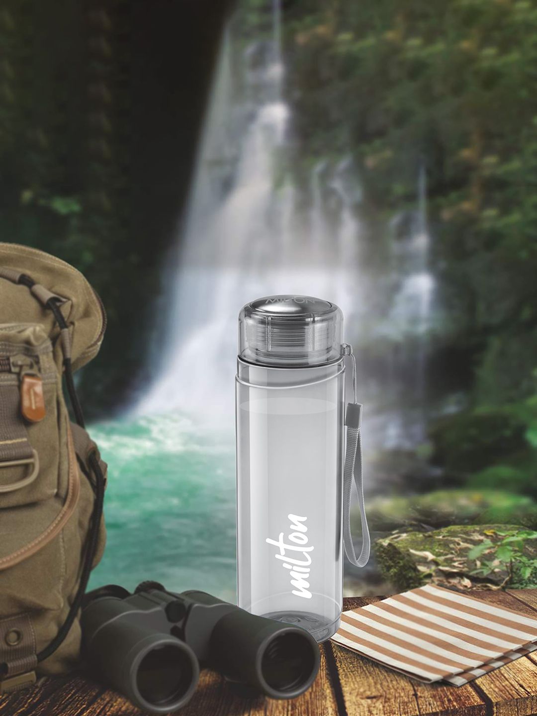 Milton Grey Solid Plastic Spill Proof Water Bottle - 1L