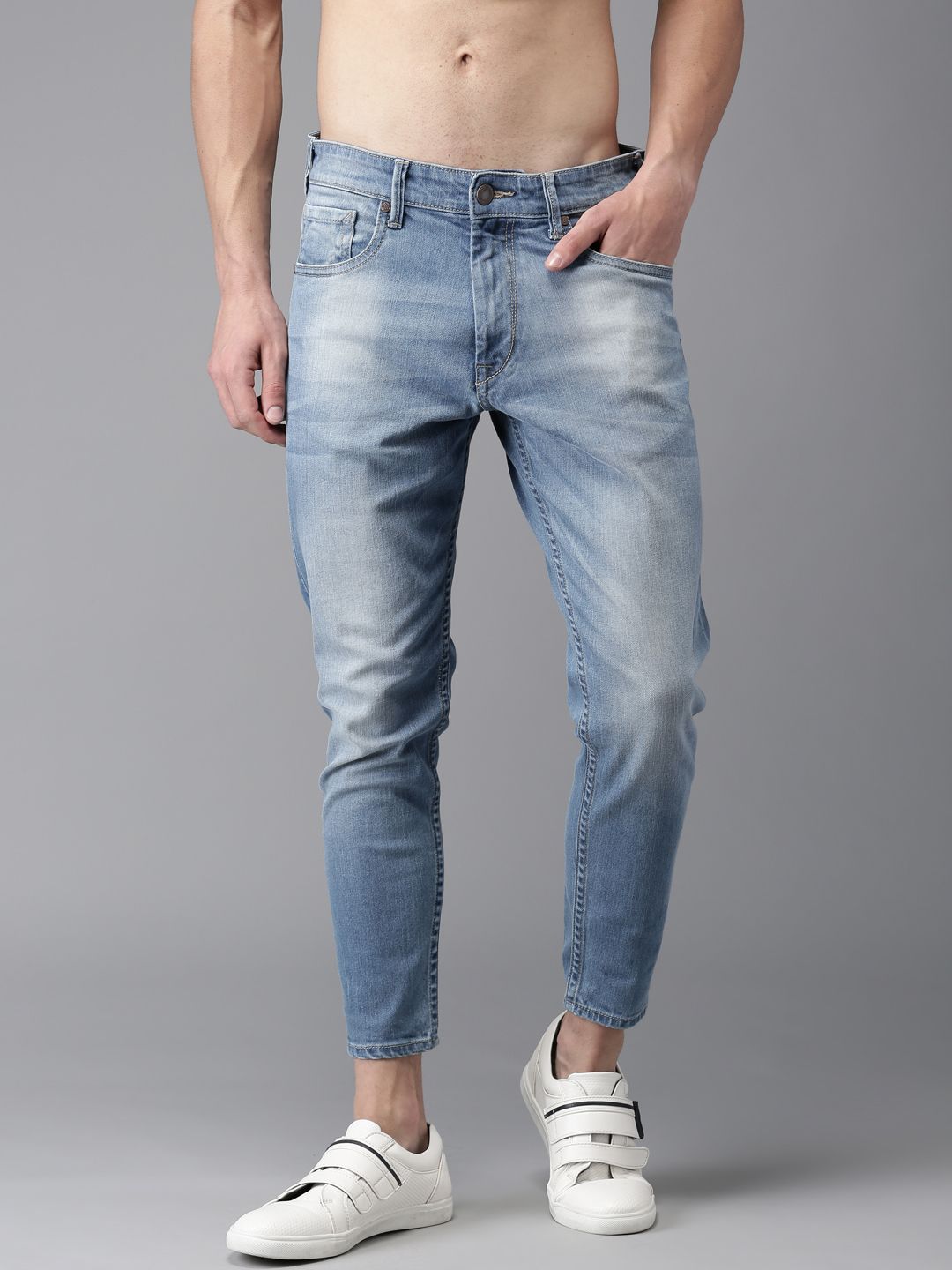 HERE&NOW Men Blue Slim Tapered Fit Mid-Rise Clean Look Stretchable Jeans