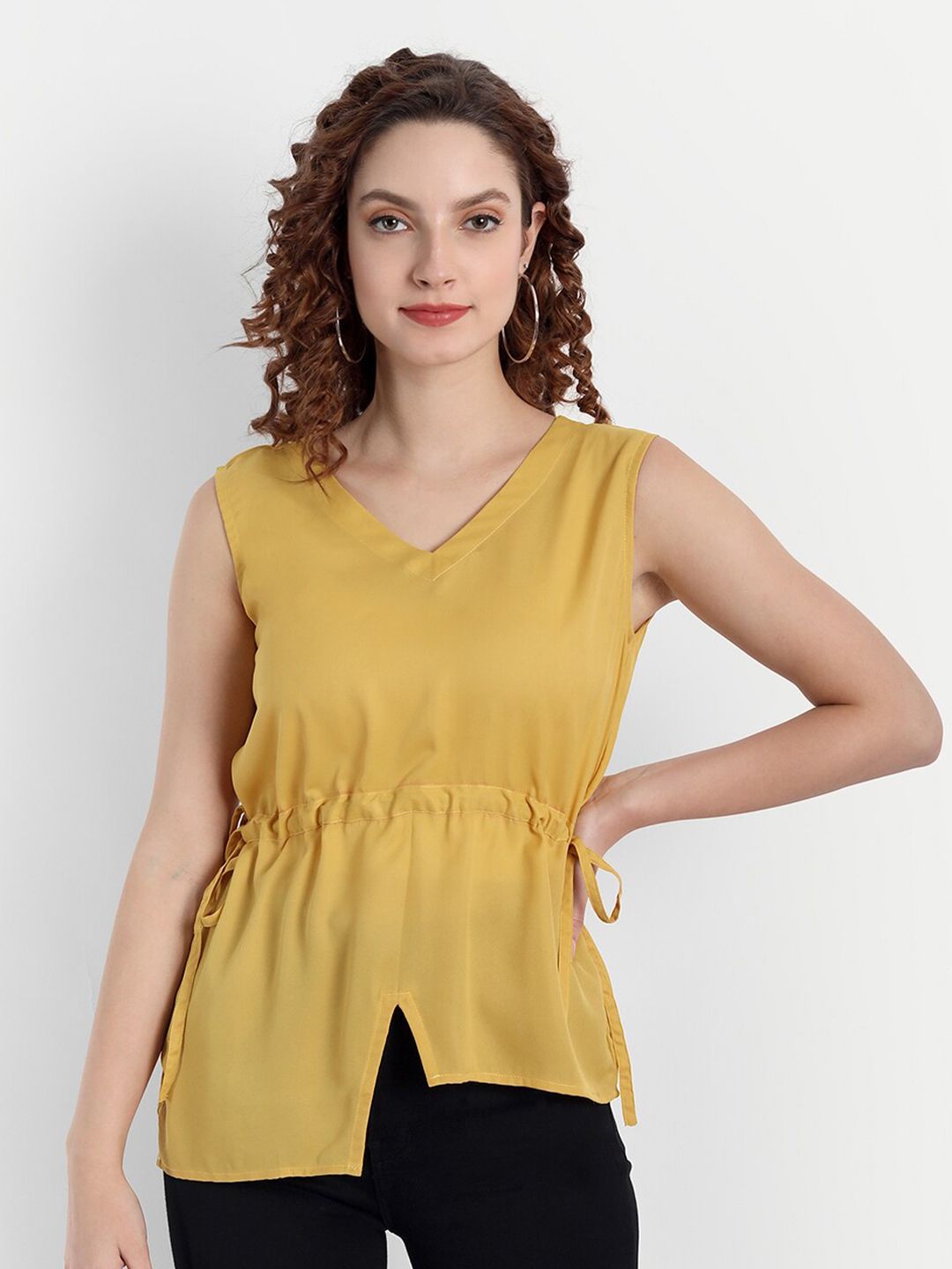PARASSIO CLOTHINGS Women Yellow Georgette Top Price in India