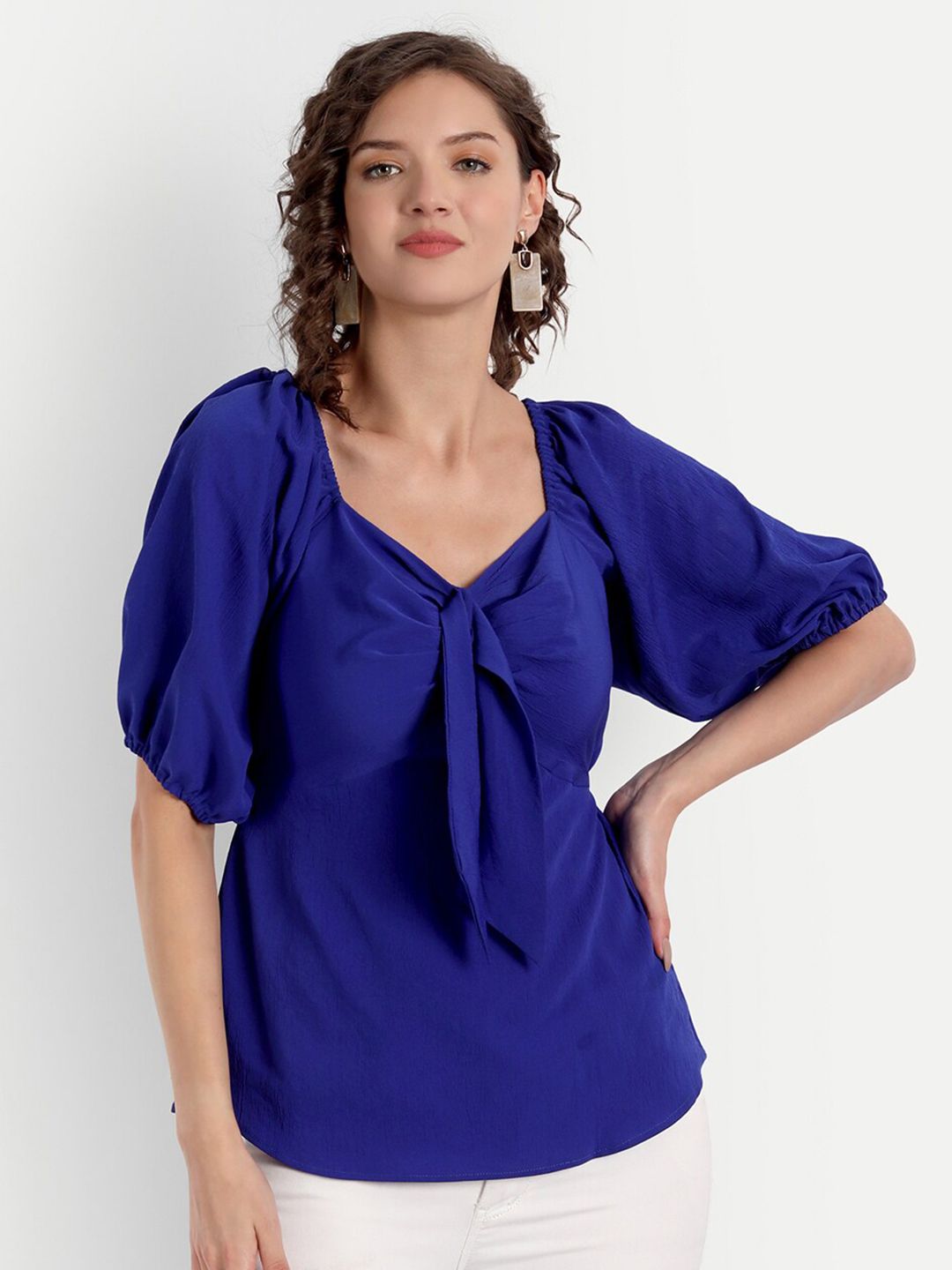 PARASSIO CLOTHINGS Blue Georgette Top Price in India